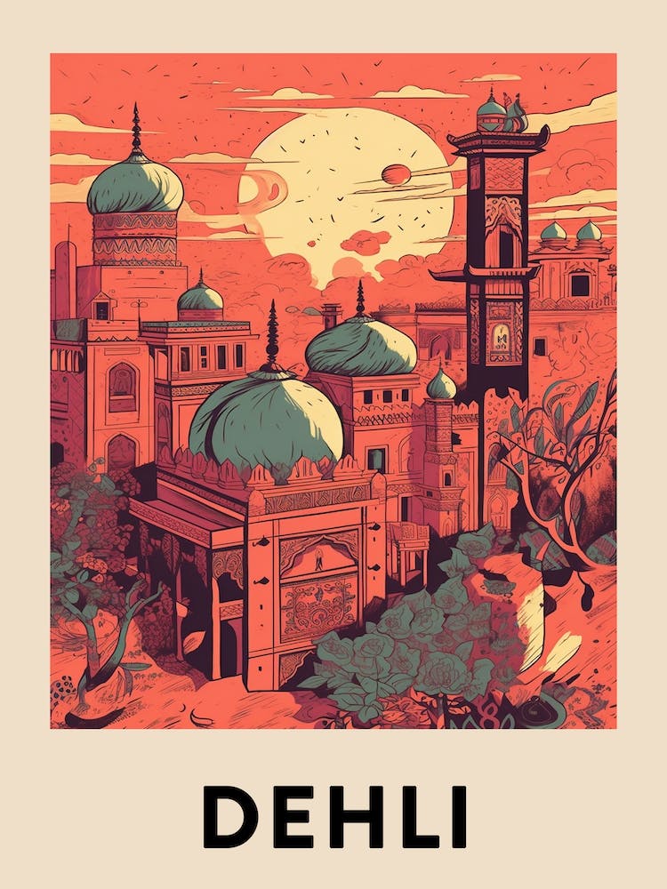 Dehli 3 Vintage Travel Poster