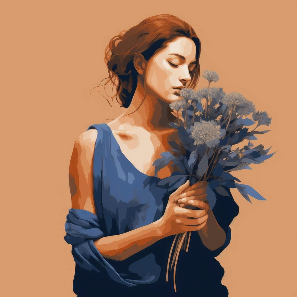 Woman Holding Flowers 1