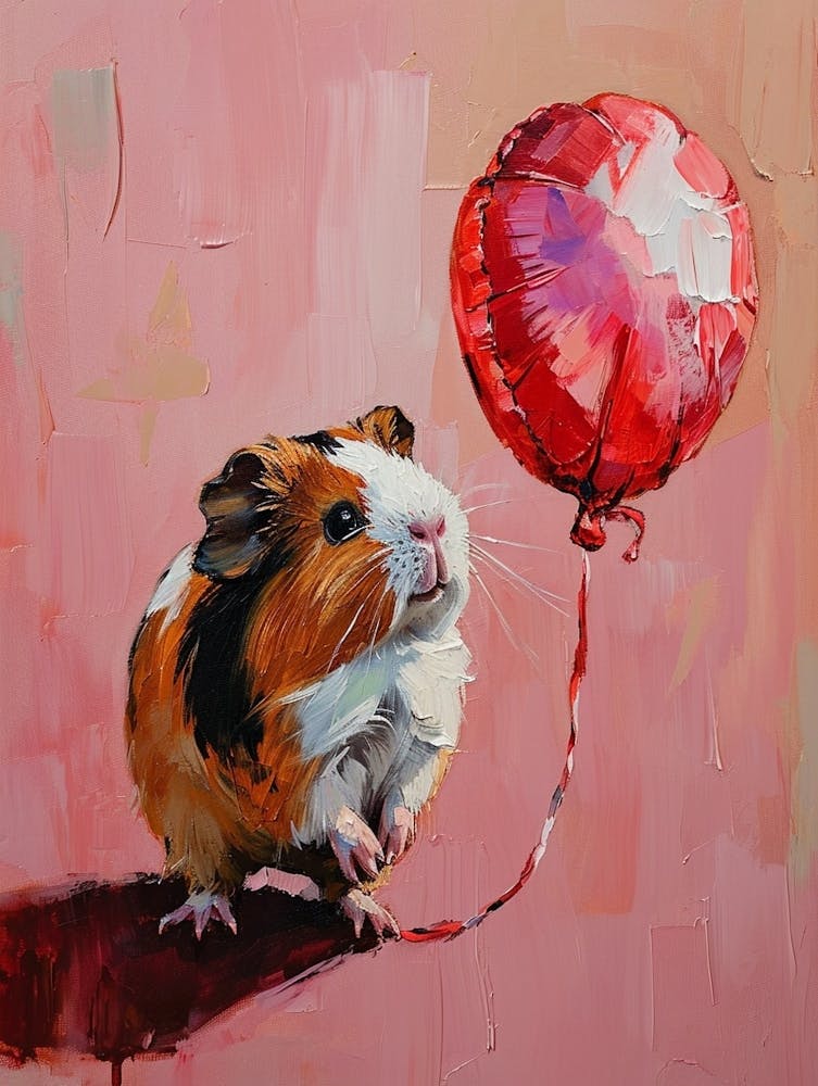 Cute Guinea Pig 3 With Balloon
