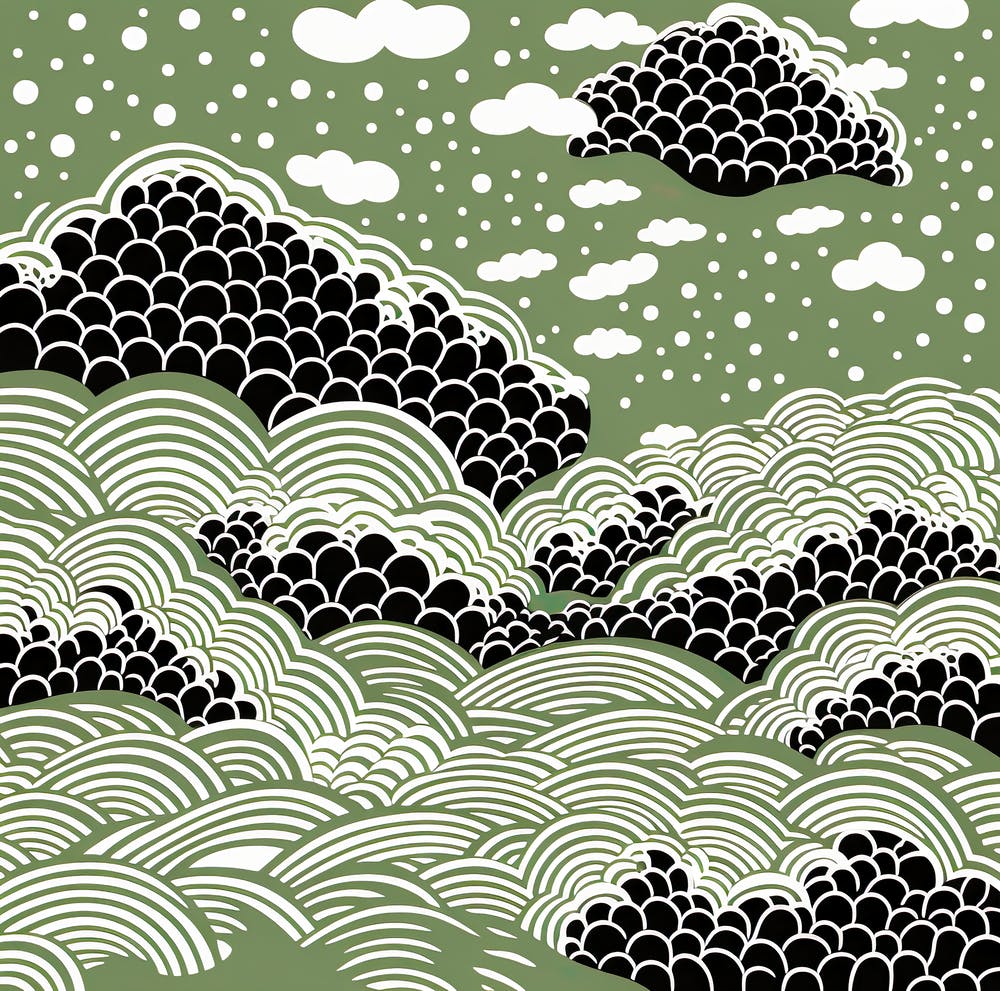 Yayoi Kusama Inspired Moss Green Sky
