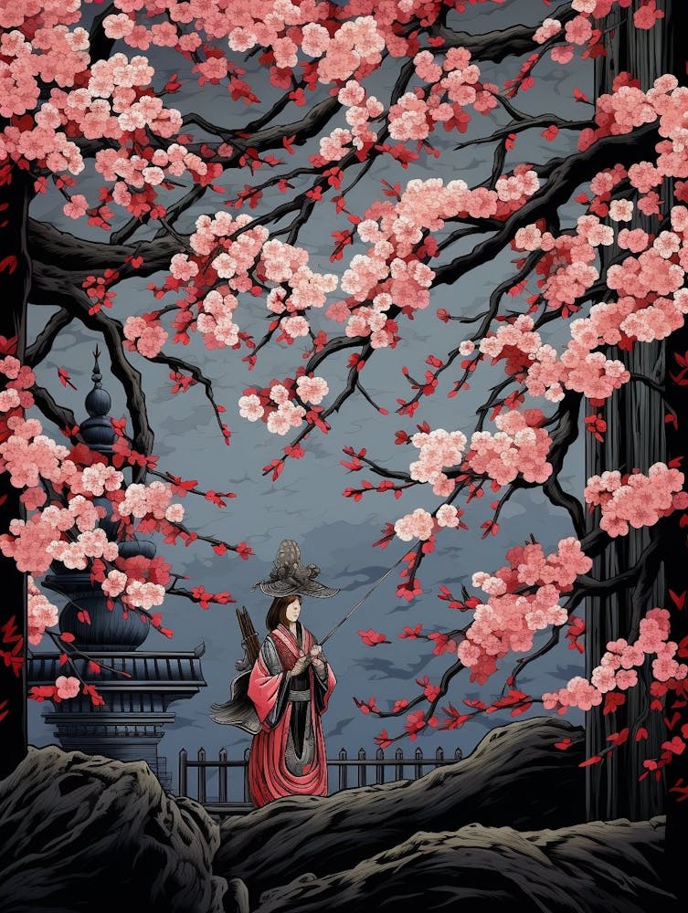 Cherry Blossoms Japanese Style Illustration 12