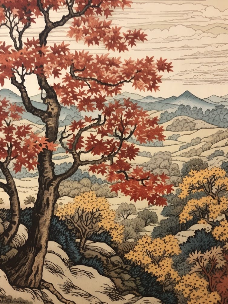 Sweet Cherry 2 Vintage Autumn Tree Print