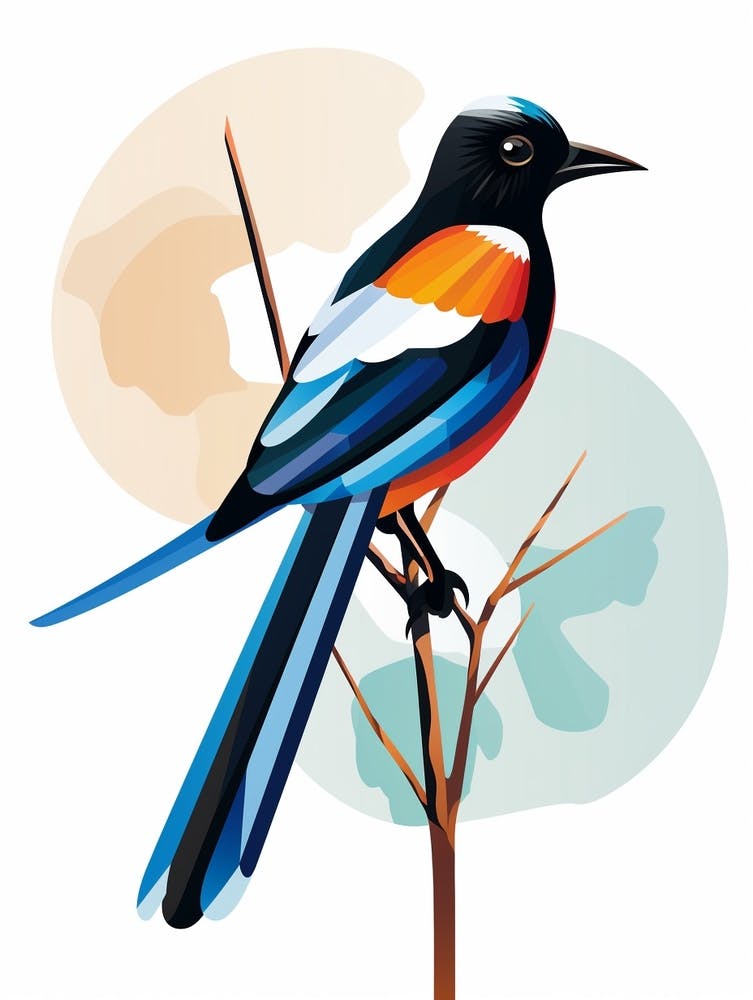 Colourful Geometric Bird Magpie 1
