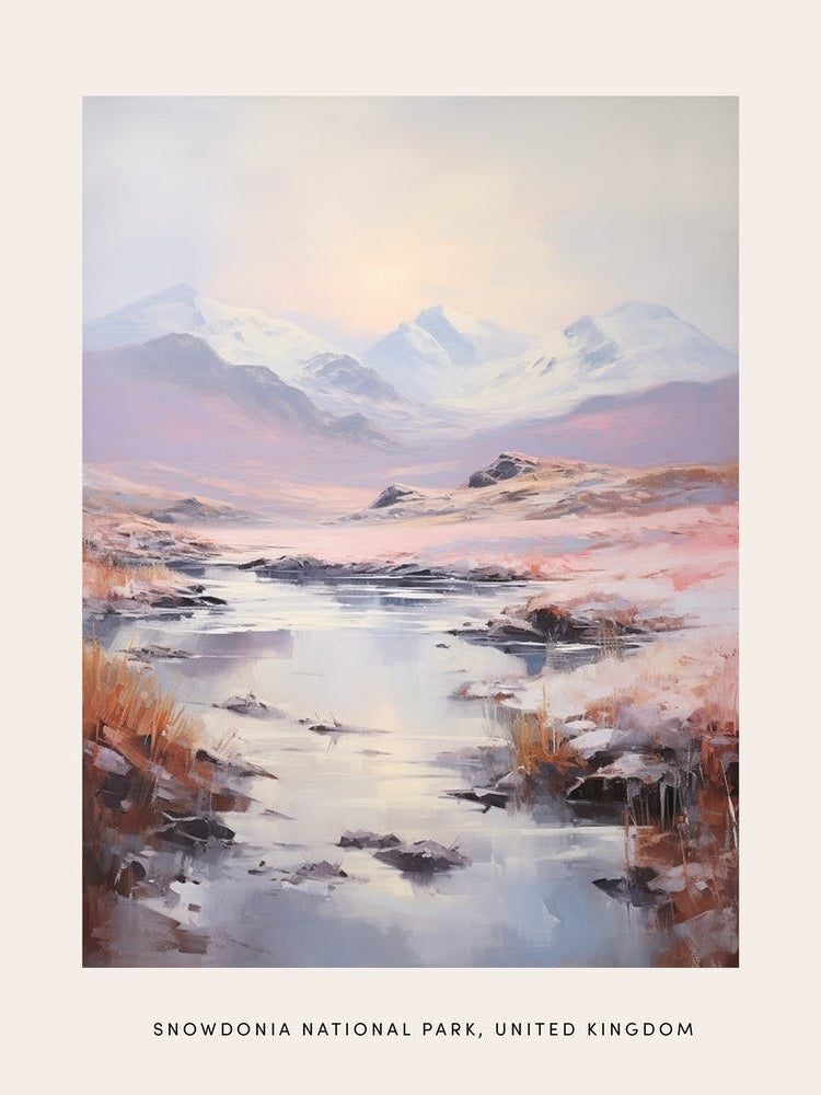 Dreamy Winter Painting Poster Snowdonia National Park United Kingdom 4