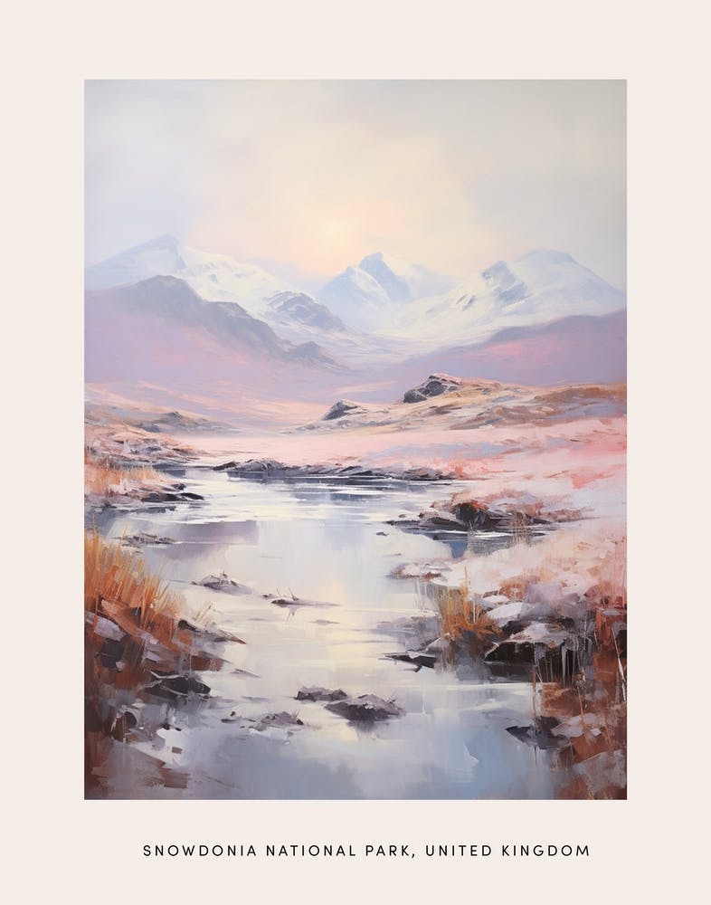 Dreamy Winter Painting Poster Snowdonia National Park United Kingdom 4