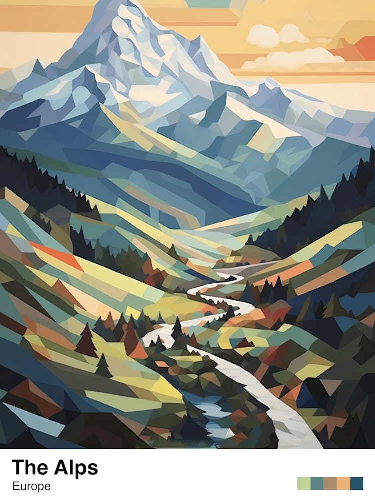 The Alps   Geometric Vector Illustration 1 Poster