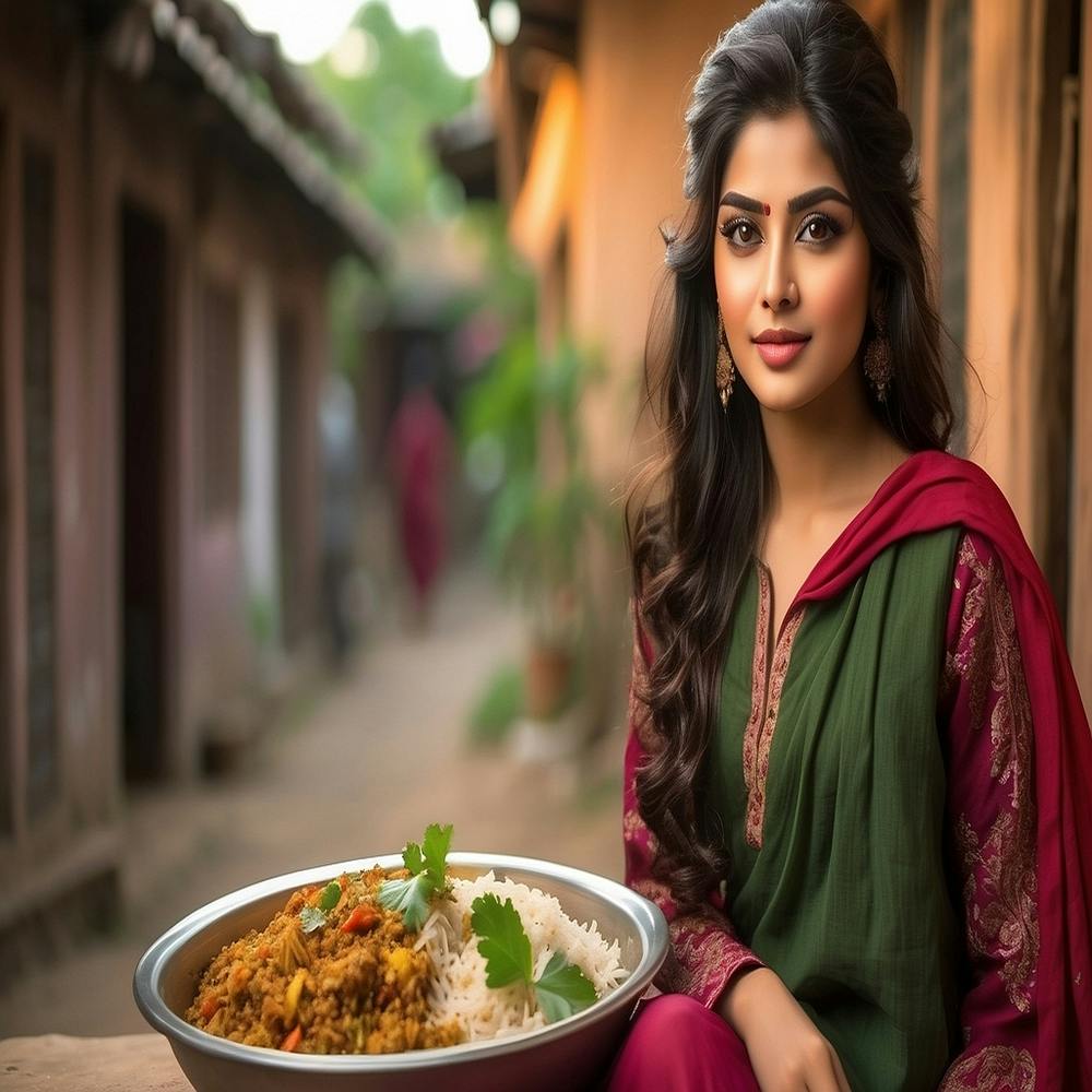 Indian Girl With Food