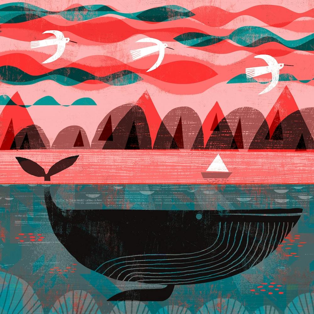 Pink Sky Whale Square