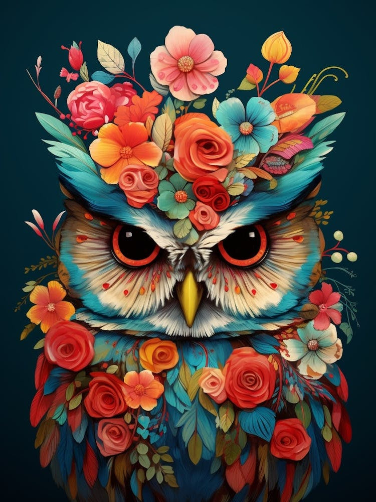 Bird With A Flower Crown Owl 1