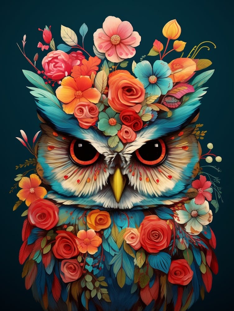 Bird With A Flower Crown Owl 1