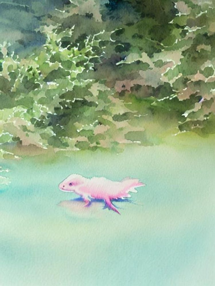 Aquarelle d'Axolotl Conte de Fées