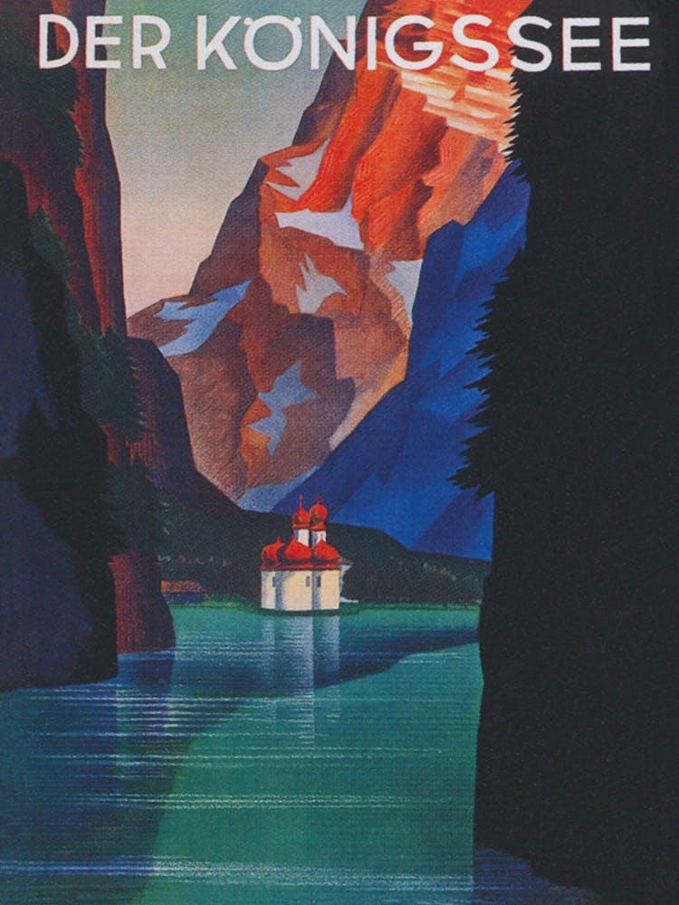 Koningsee Lake, Germany Vintage Travel Poster