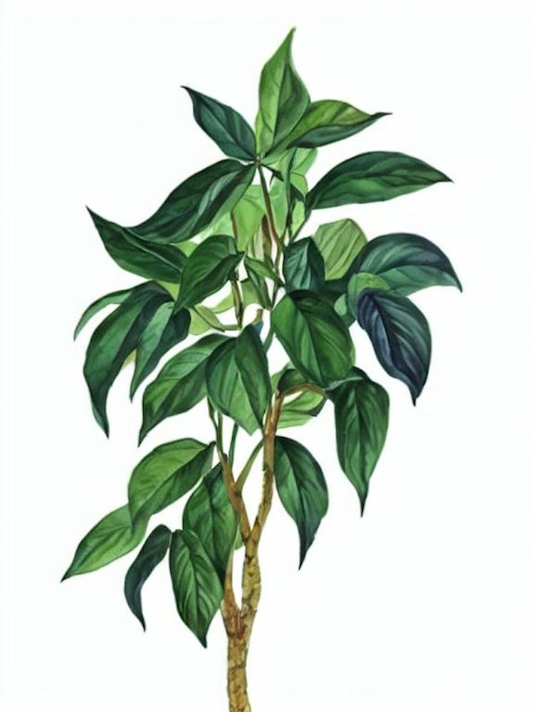 Gold Dust Plant (Aucuba Japonica) Watercolor
