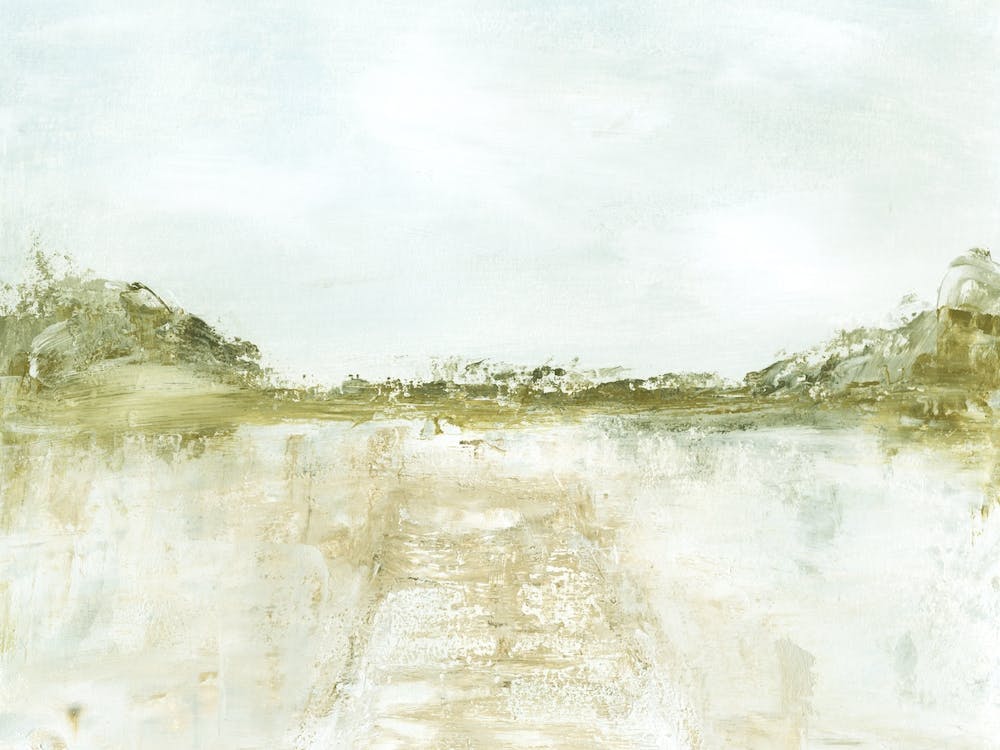 Lake Dock - Abstract Lake Landscape Painting