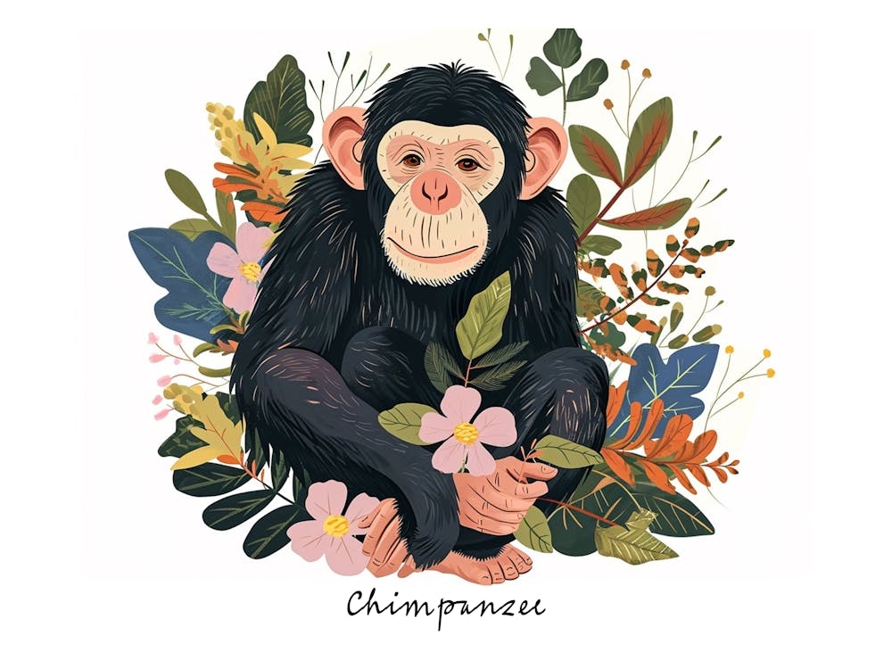 Little Floral Chimpanzee 3 Poster