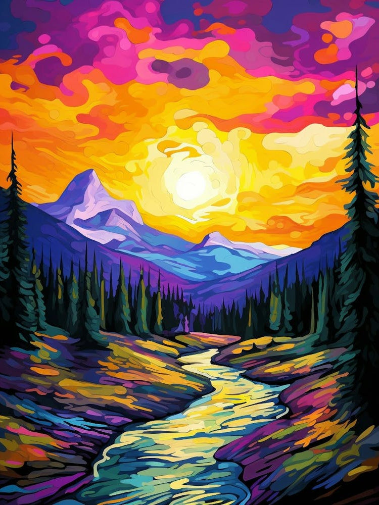 Mount Rainier National Park Retro Pop Art 4