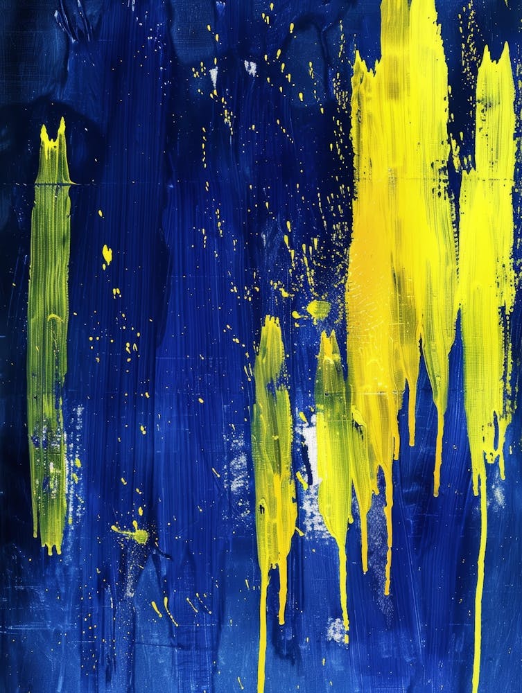 Blue And Yellow Abstract Painting 5