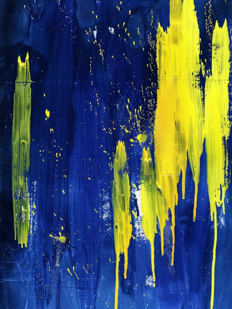 Blue And Yellow Abstract Painting 5