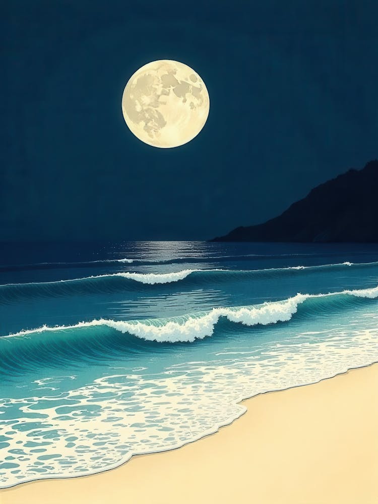 Full Moon Over The Beach