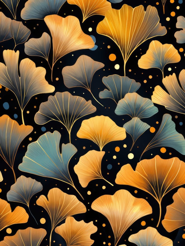 Ginkgo Leaves Seamless Pattern 3