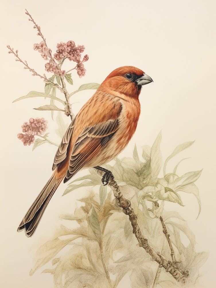 Vintage Bird Drawing Cowbird 3