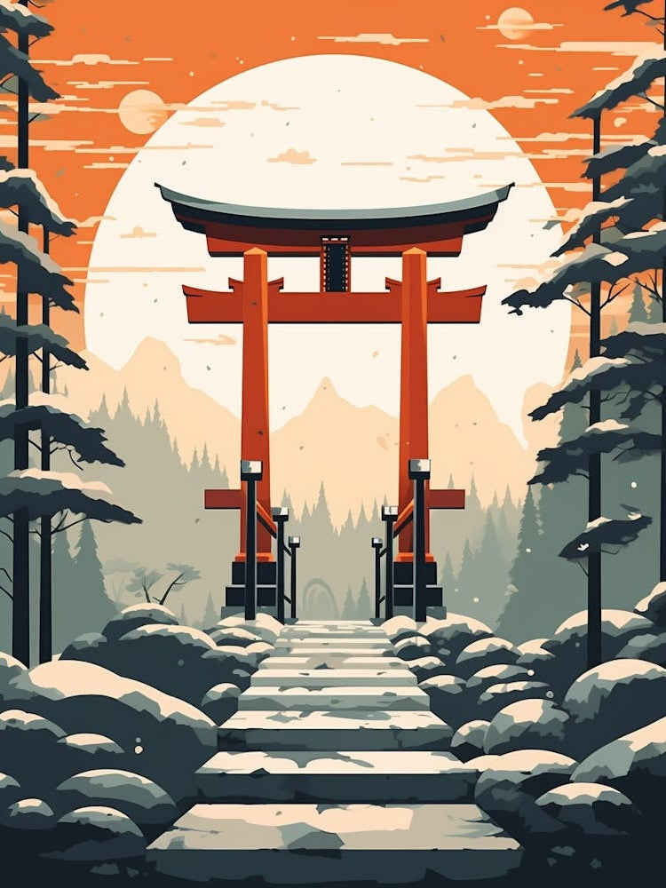 Torii Gates Japanese Illustration 12