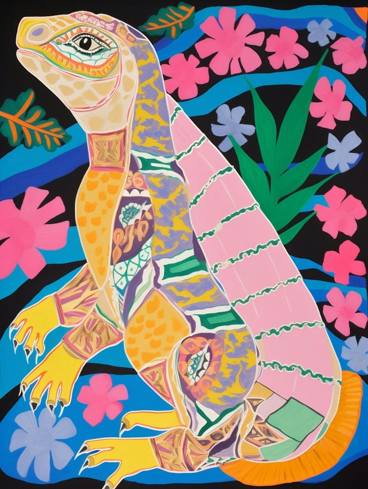 Maximalist Animal Painting Iguana 1