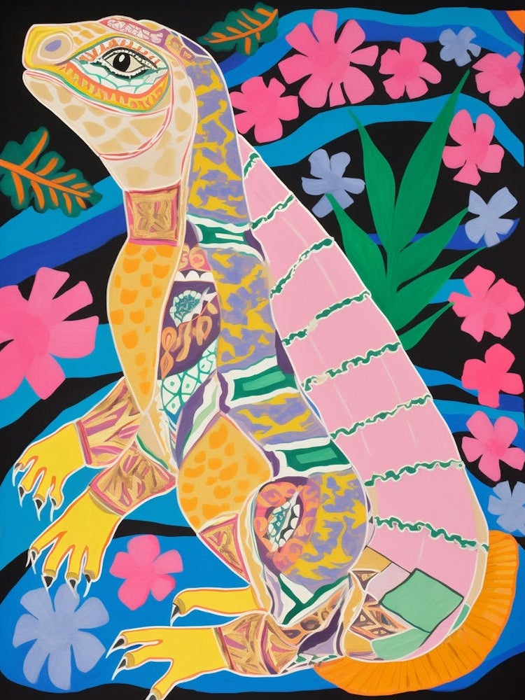 Maximalist Animal Painting Iguana 1