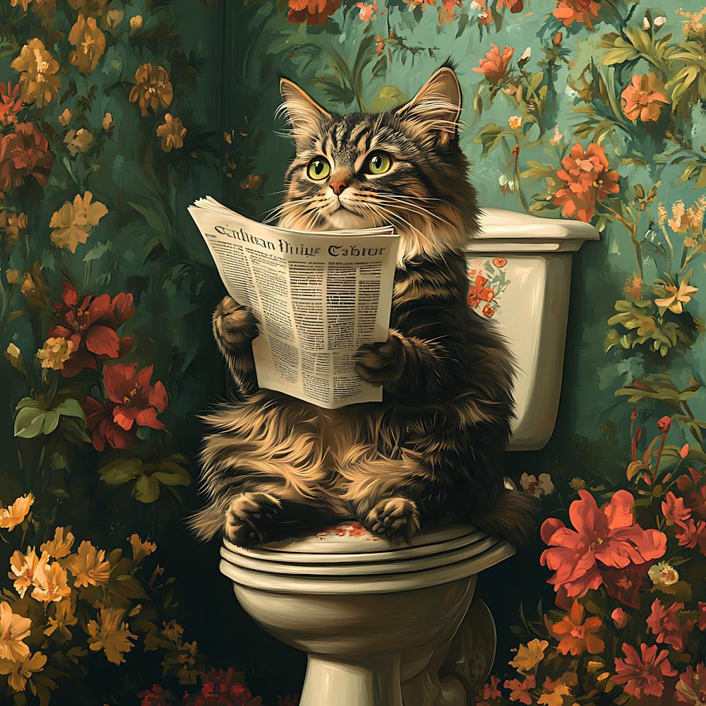 Cat Reading Newspaper 2