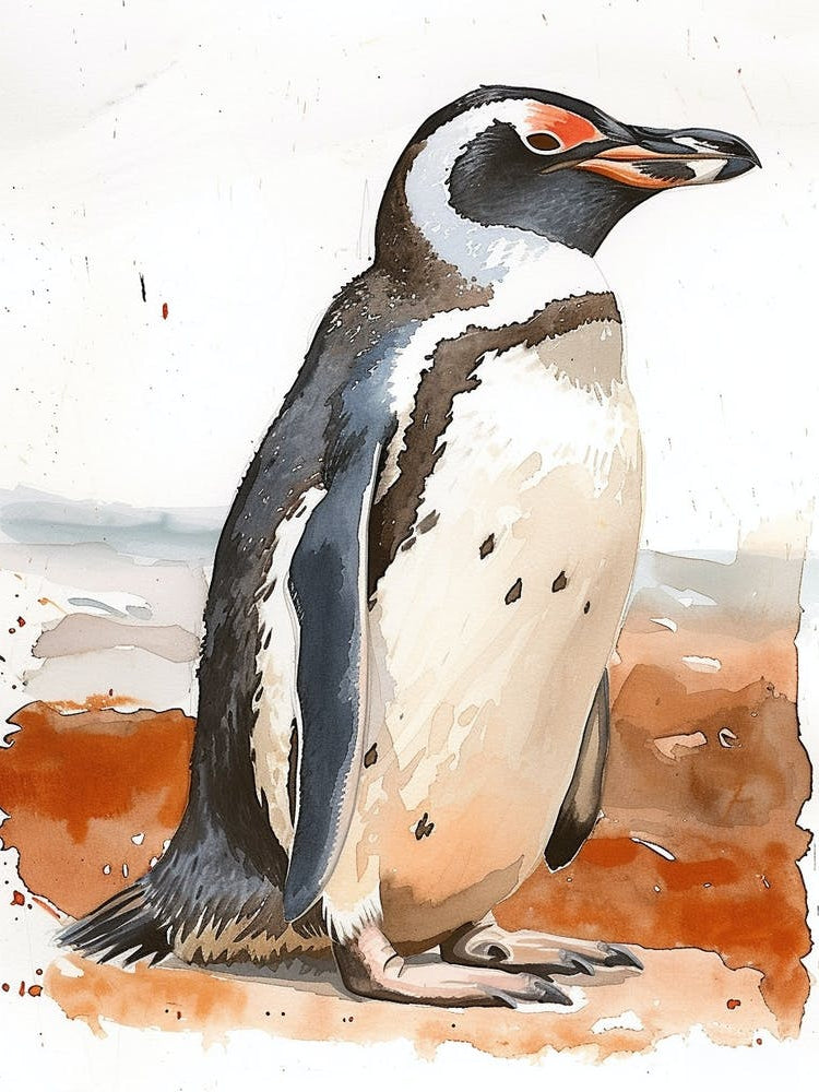 Humboldt Penguin Carcass Island Watercolour Painting 1