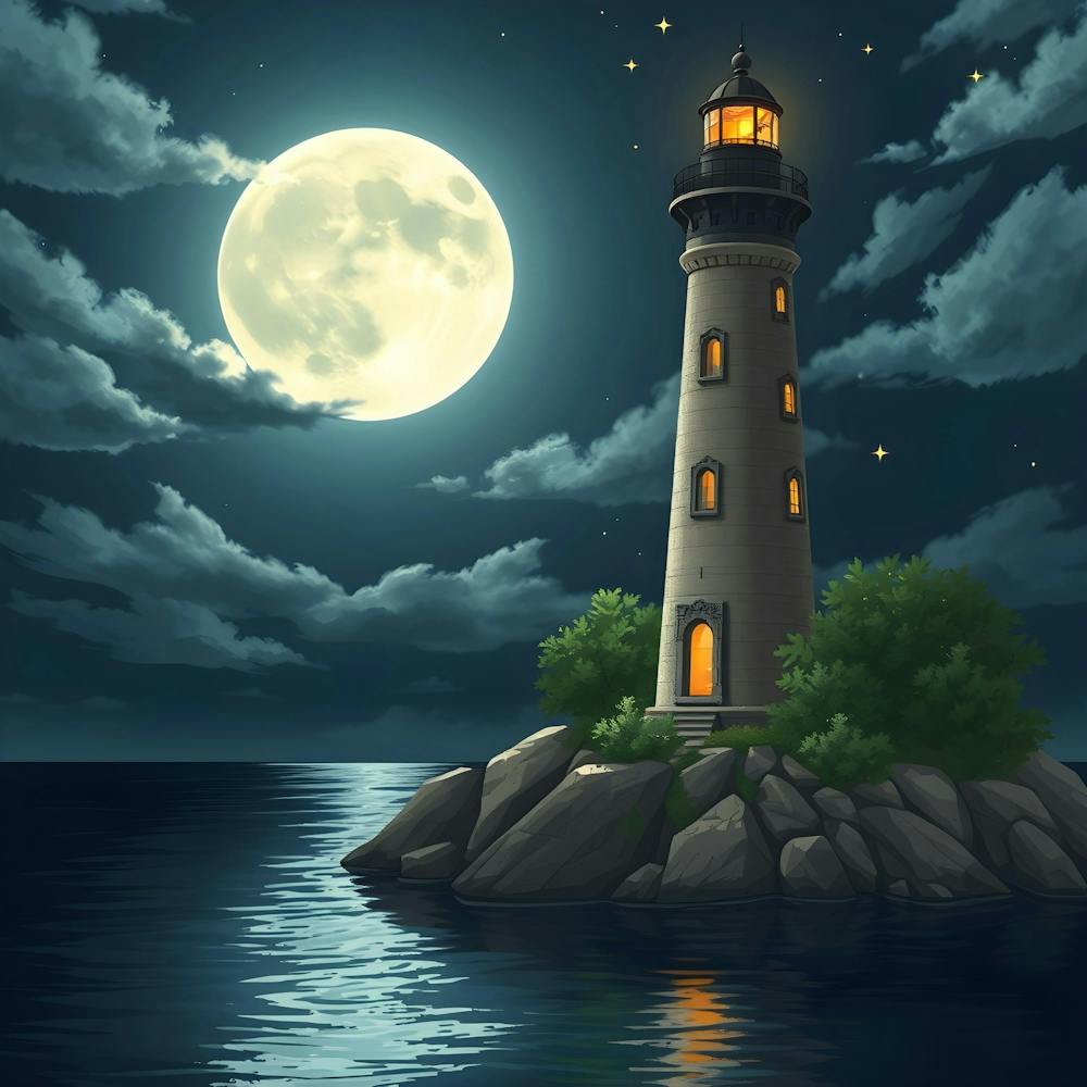 Lighthouse At Night