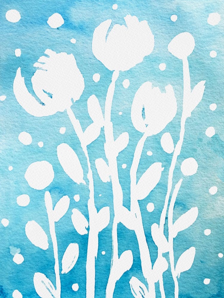 Abstract Flowers Blue
