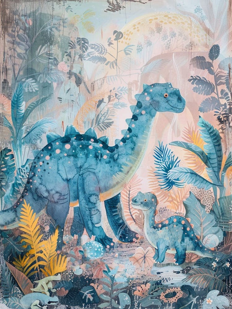 Blue Stegosaurus Dinosaur Parent & Child