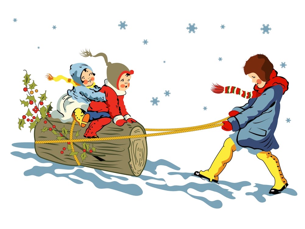 Three Kids And A Christmas Tree Stump