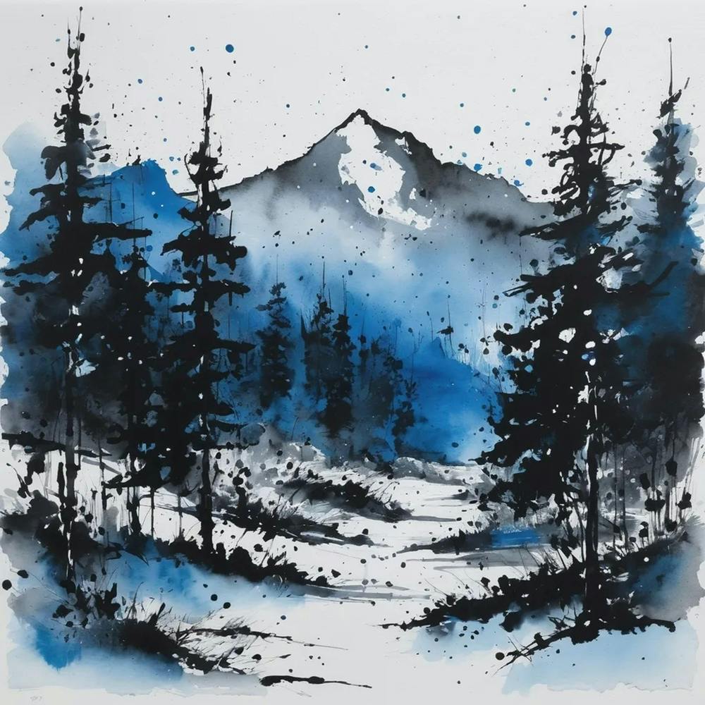 Blue And White Watercolor Painting
