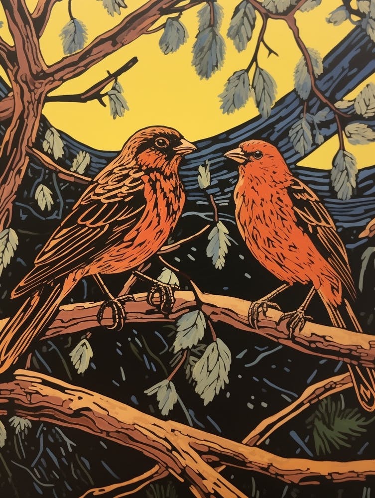 Art Nouveau Birds Poster Yellowhammer 4