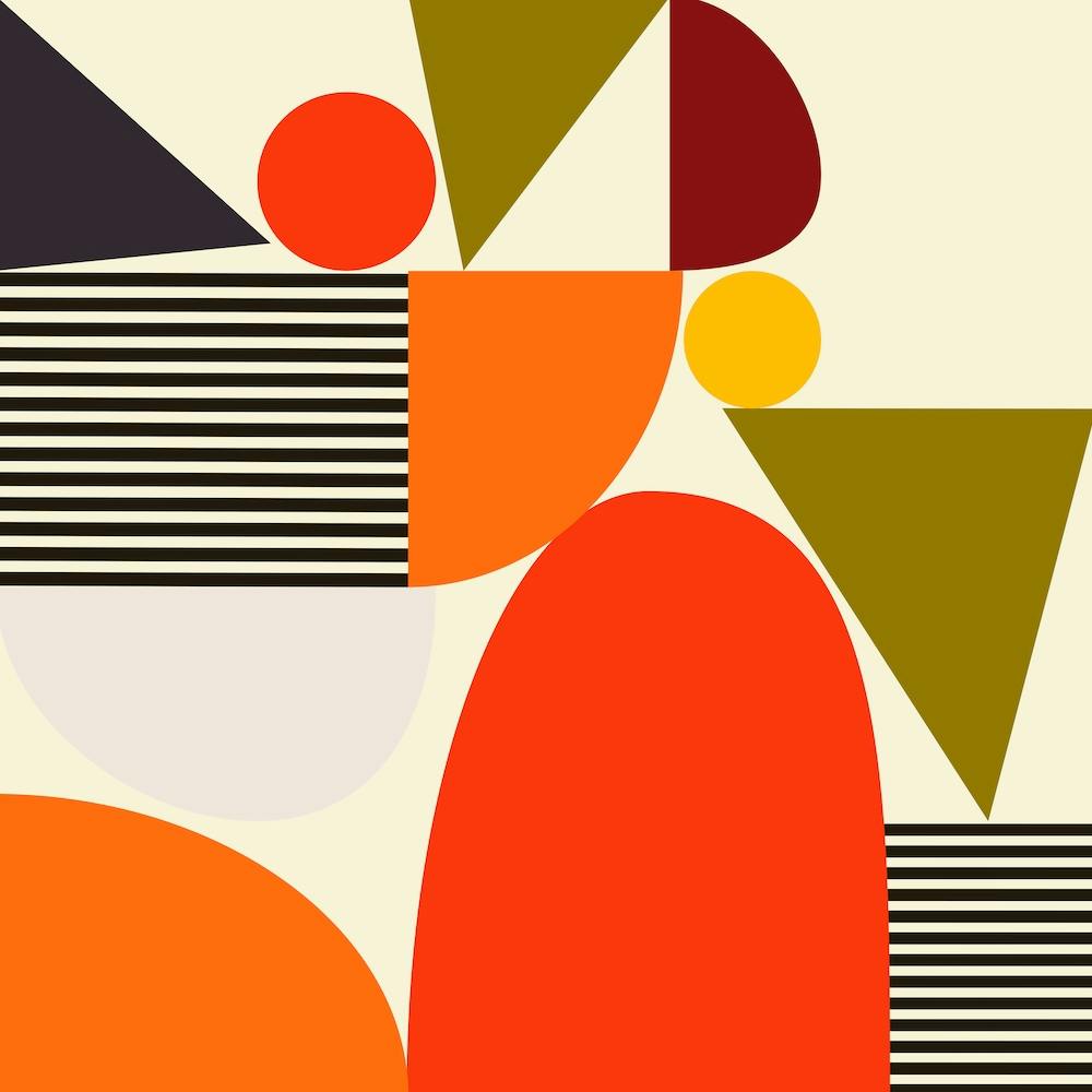 Mid Century Bauhaus 2 Square Living Room Hallway