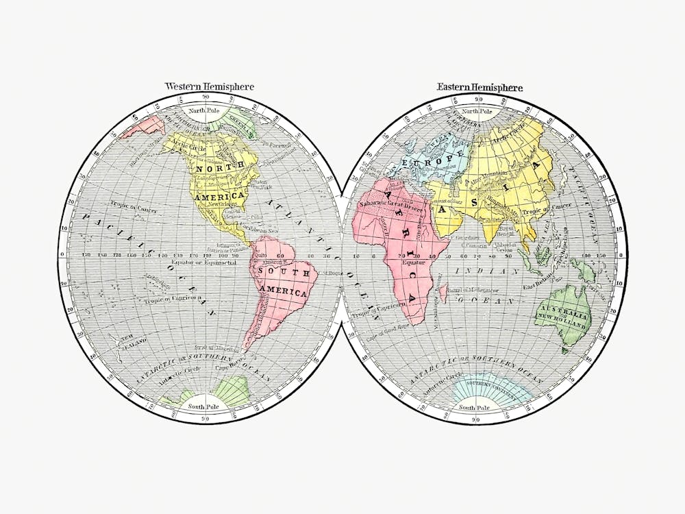 World Map From A System Of Geography, For The Use Of Schools (1860)
