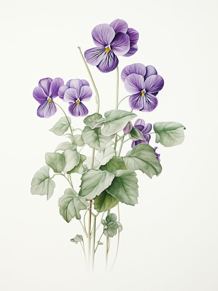 Violets Flower Vintage Botanical 2
