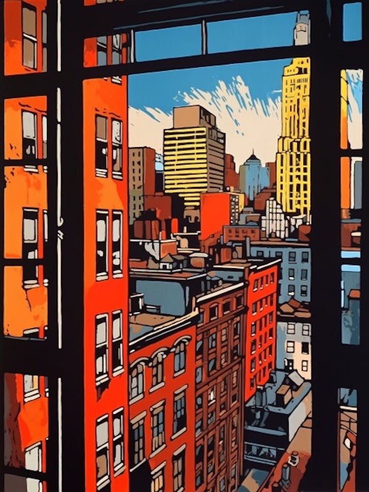 A Window View Of New York In The Style Of Pop Art 2