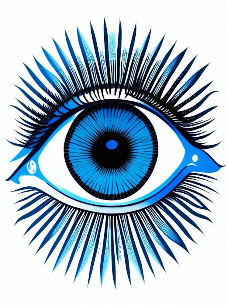 Psychedelic Eye, Symbol, Third Eye Blue & White 7