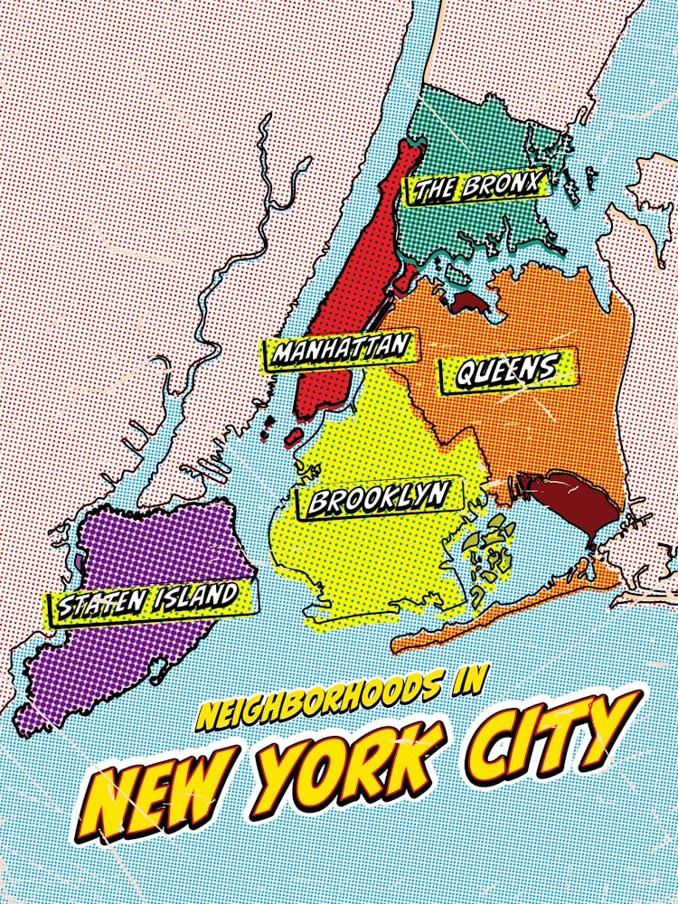 New York City Neighbourhoods Pop Art Map
