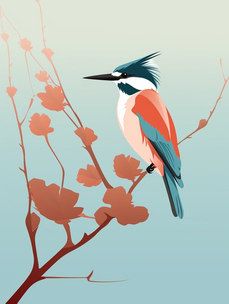 Minimalist Kingfisher 1 Illustration