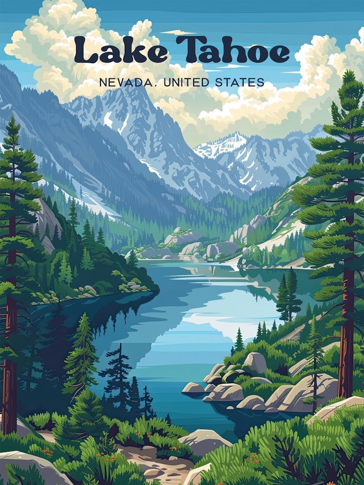 Lake Tahoe Nevada Digital Travel Art