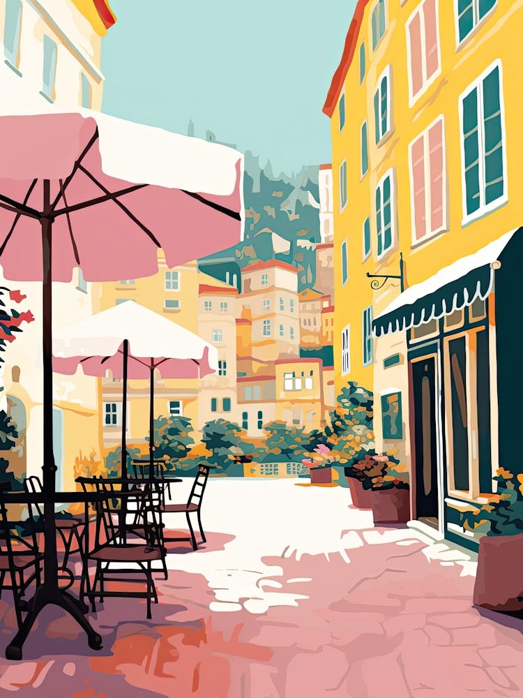 Nice, France, Flat Pastels Tones Illustration 2