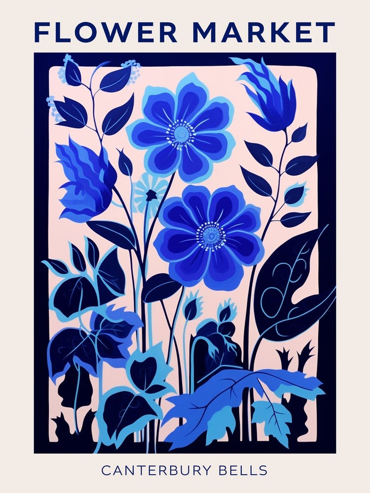 Affiche Marché Aux Fleurs Bleu Clochettes De Canterbury 3