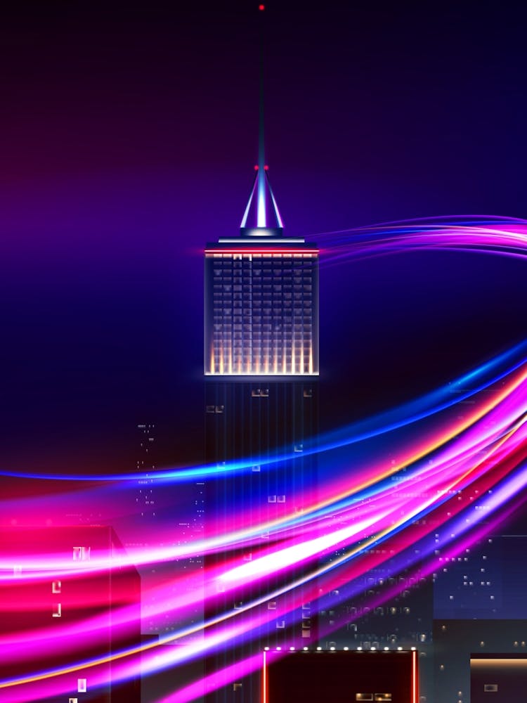 Neon city: fast lights #1 (synthwave/vaporwave/retrowave/cyberpunk) — aesthetic poster