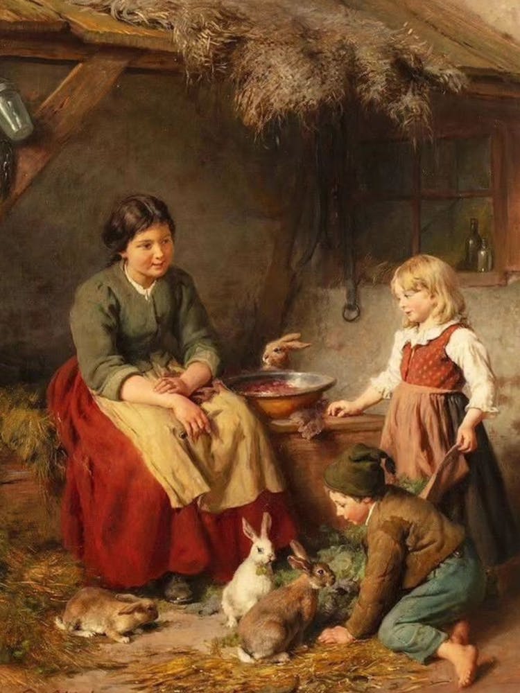 Familie in einer Hütte