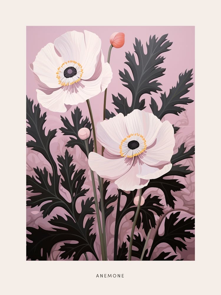 Flower Illustration Anemone 4 Poster