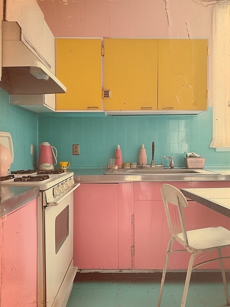 Retro Pastel Kitchen Polaroid Inspired 1